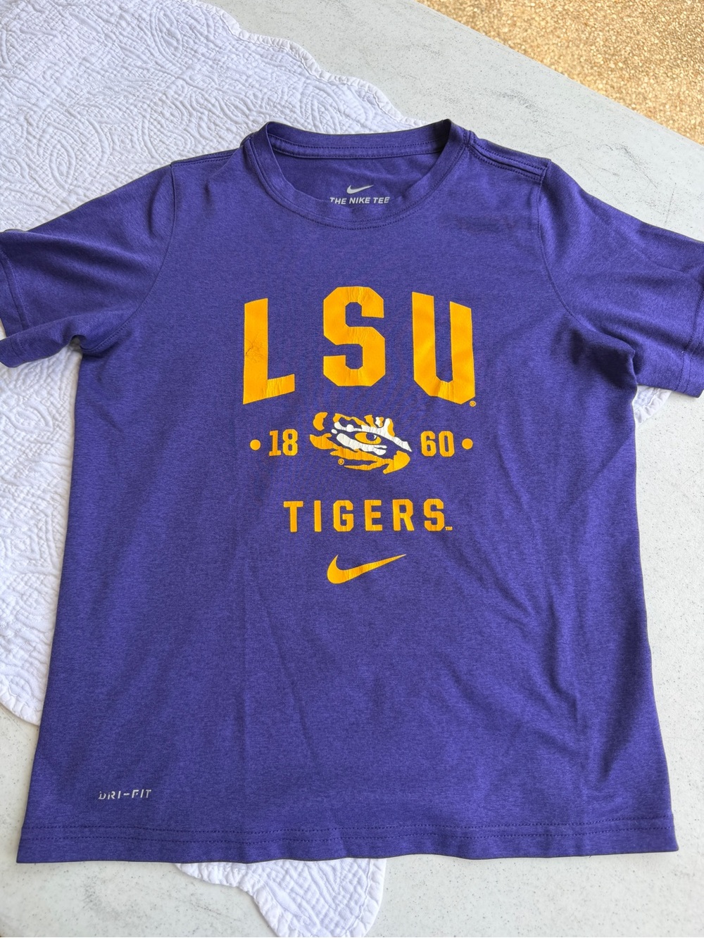 Nike Purple LSU Tigers Yellow Logo Short Sleeve Tee